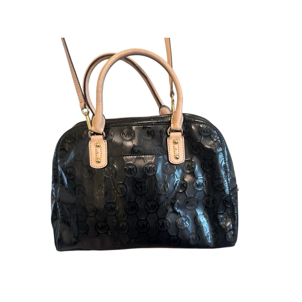 Michael Kors Jet Set Black Patent Leather Logo Satchel Crossbody Bag – Designer - Picture 5 of 13
